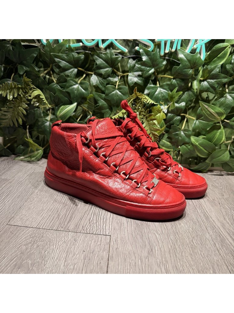 Balenciaga Arena Leather Sneakers Red “Rouge Paprika” Eu 39 / 7 Us Authentic